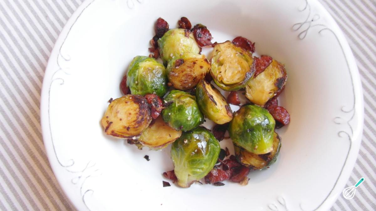 Receita de Couves de Bruxelas salteadas com linguiça