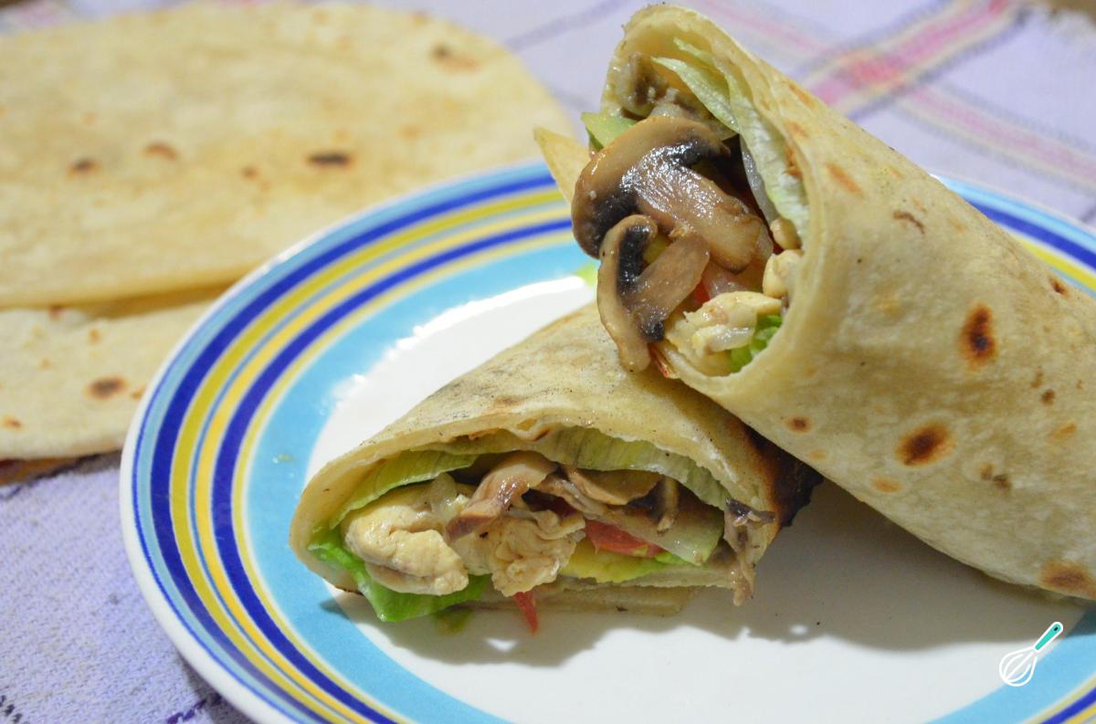 Receita de Wrap de frango e cogumelos