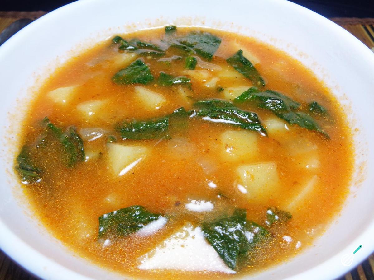 Receita de Sopa de batata com espinafre