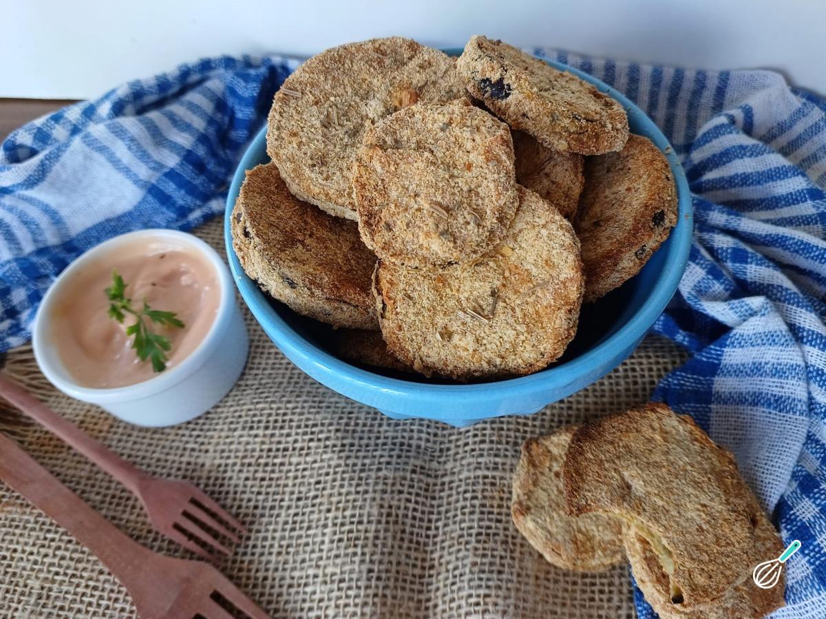 Receita de Berinjela empanada na air fryer