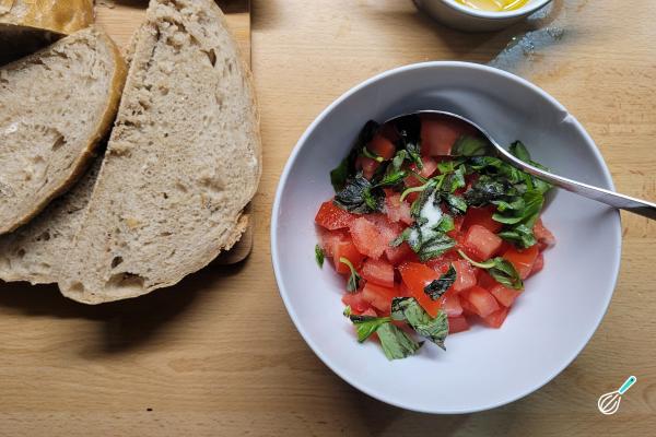 Receita de Bruschetta de tomate e manjericão - Passo 5