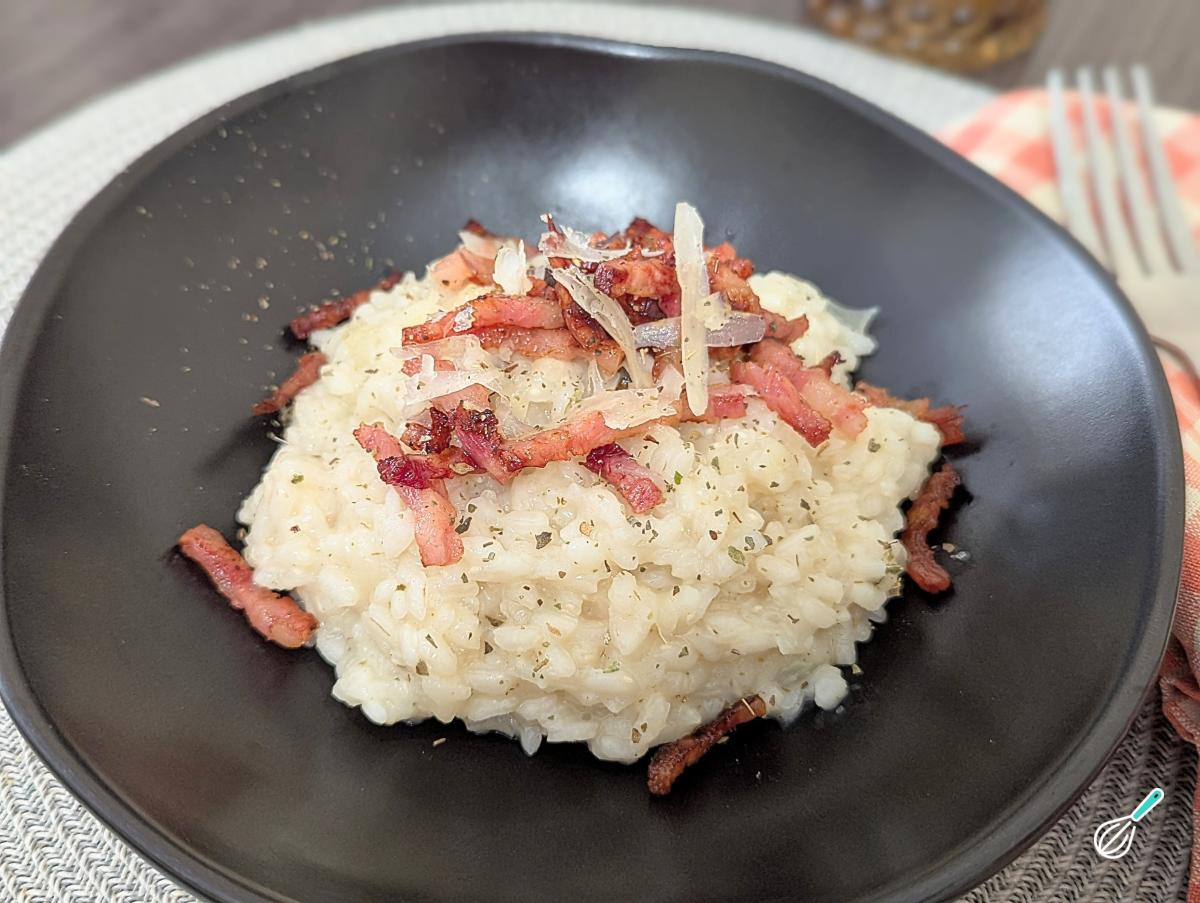 Receita de Risoto de queijo com bacon