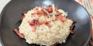 Receita de Risoto de queijo com bacon