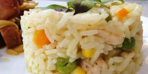 Arroz à grega com frango