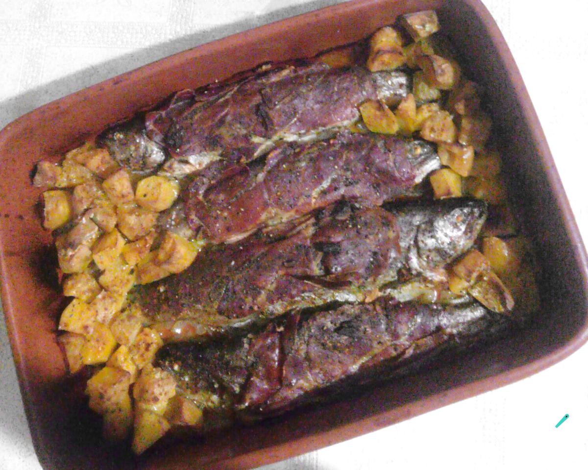 Receita de Truta salmonada no forno com presunto