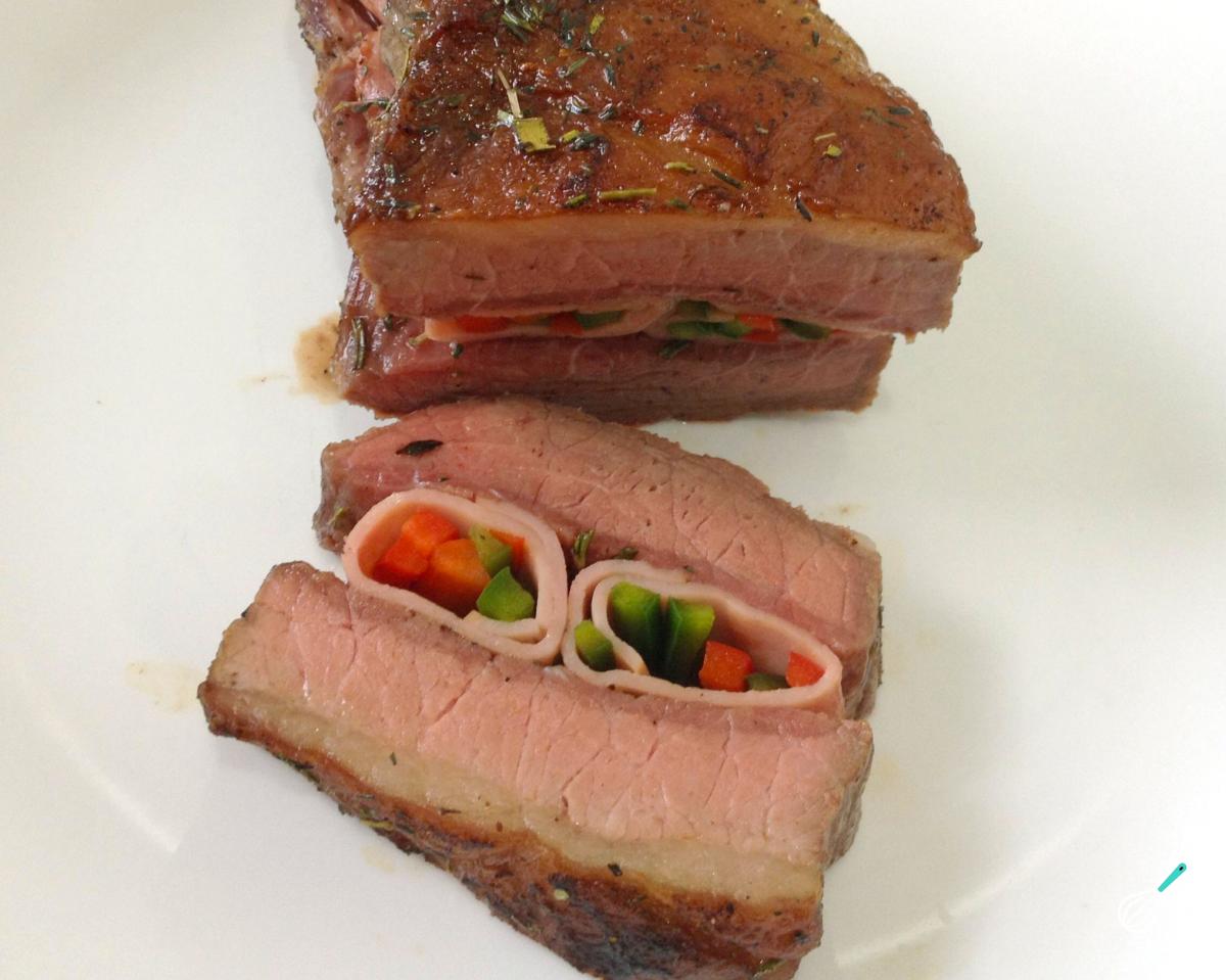 Receita de Alcatra recheada no forno