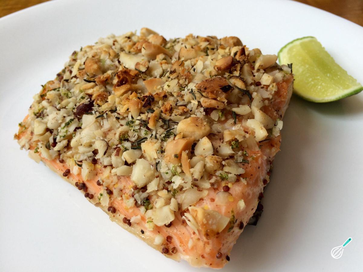 Receita de Salmão com crosta de noz