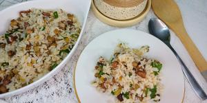 Receita de Arroz com lentilha e bacon