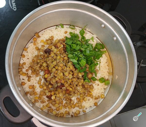 Receita de Arroz com lentilha e bacon - Passo 7
