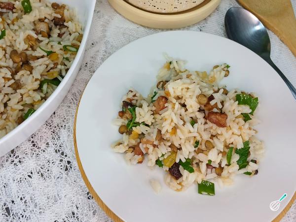 Receita de Arroz com lentilha e bacon - Passo 8
