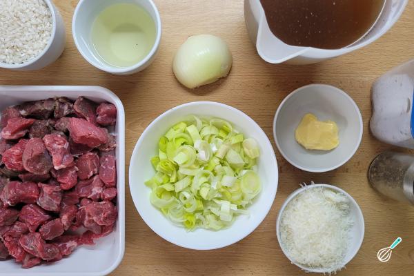 Receita de Risoto de carne com alho-poró - Passo 1