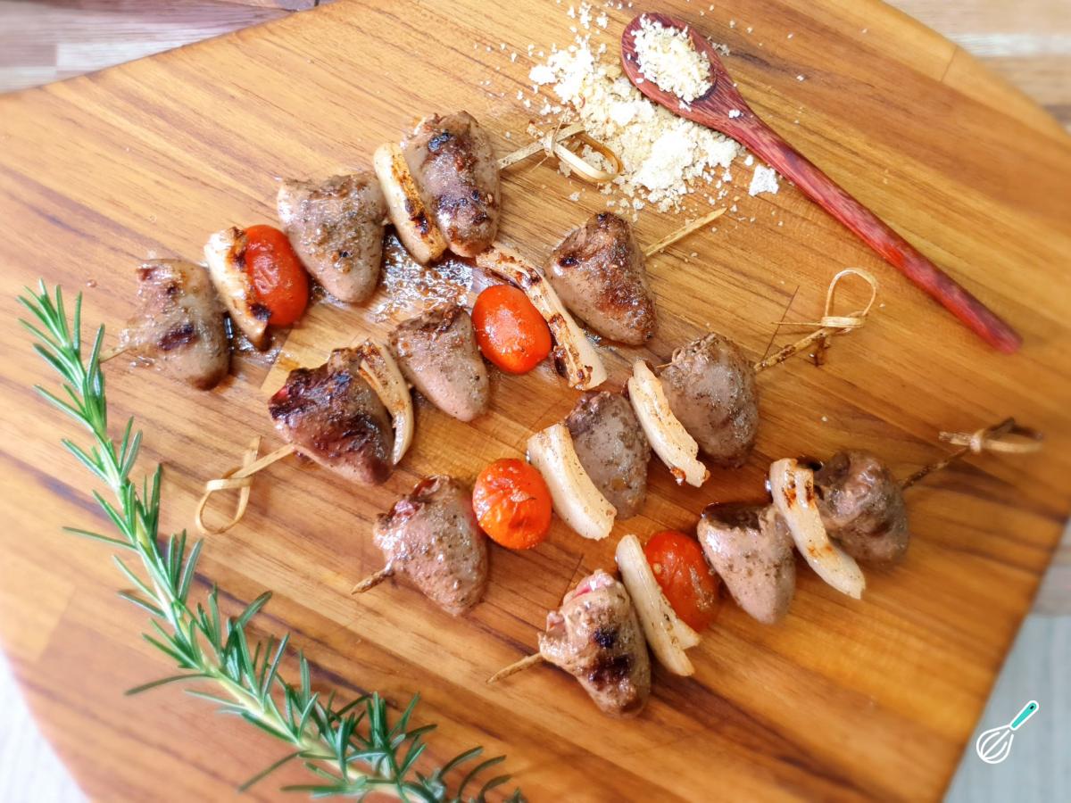 Receita de Espetinho de coração de frango