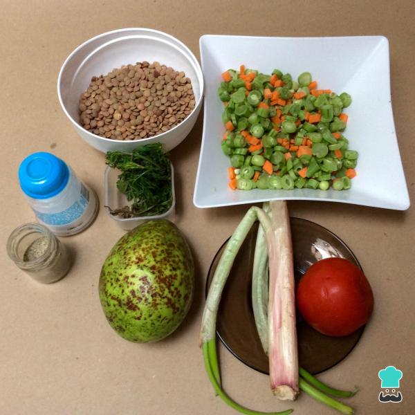 Receita de Sopa de lentilhas vegetariana - Passo 1