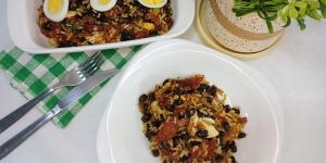 Receita de Baião de dois com feijão preto