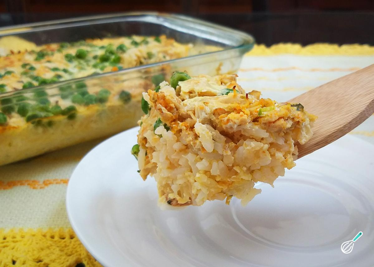 Receita de Arroz de forno simples com arroz cozido
