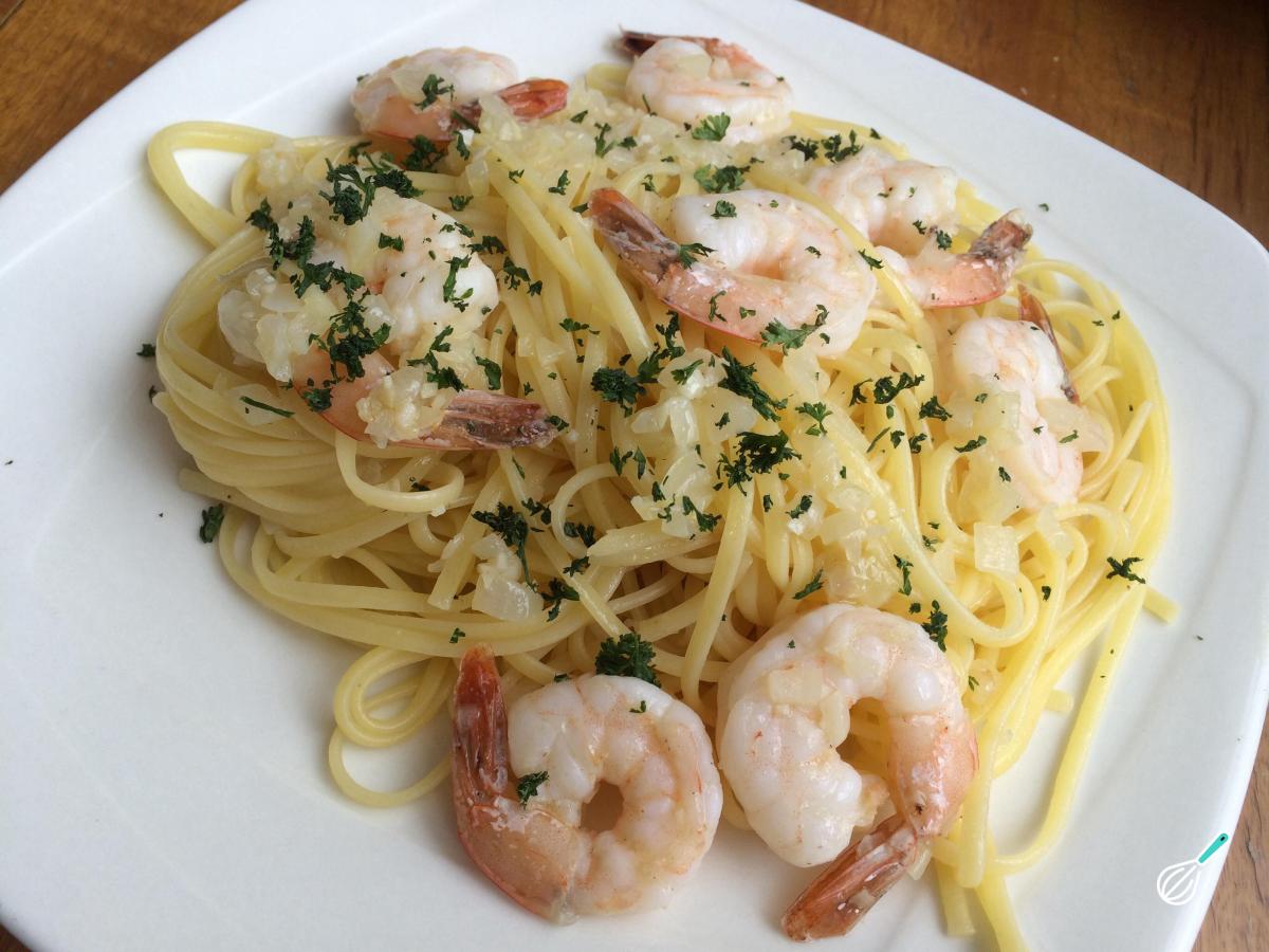 Receita de Espaguete com camarão simples