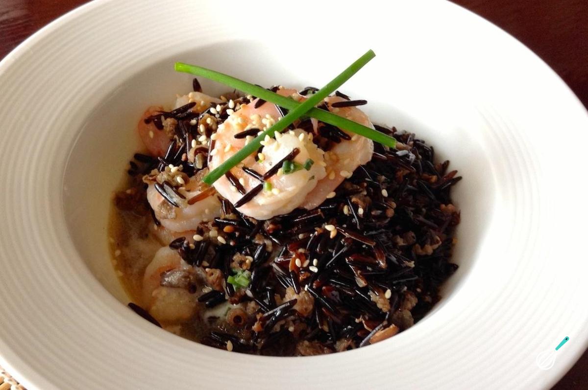 Receita de Arroz selvagem com camarão