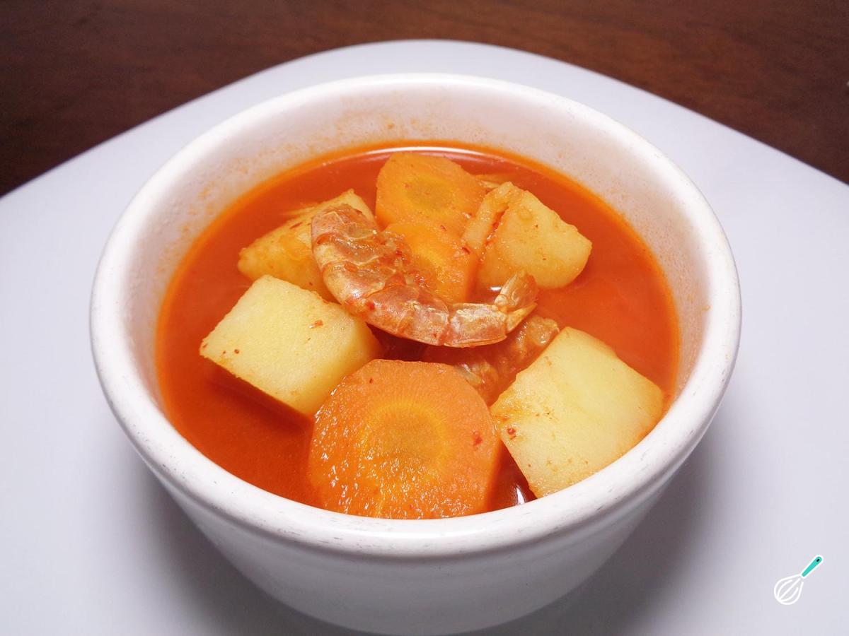 Receita de Caldo de camarão seco com verduras