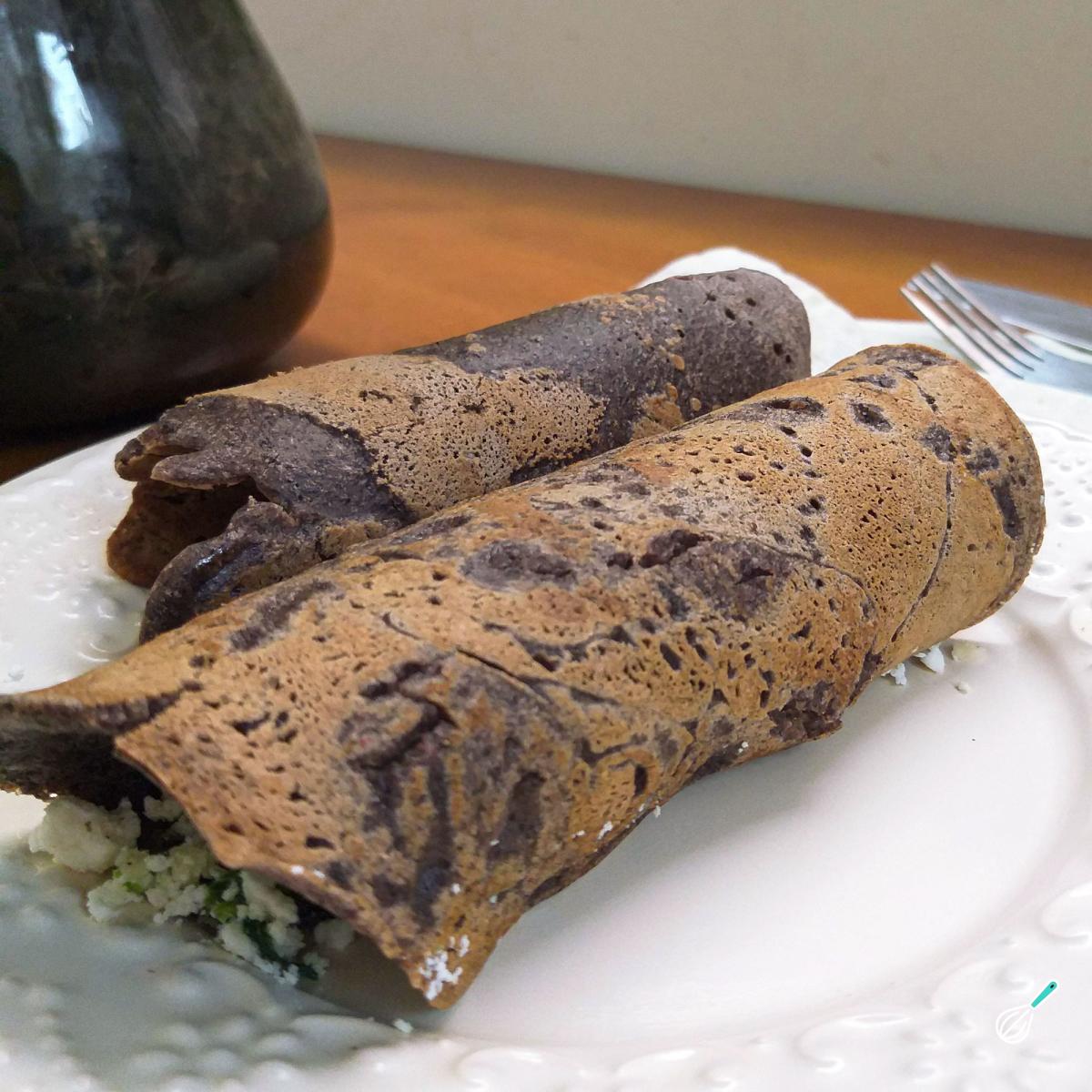 Receita de Panqueca salgada com farinha de berinjela