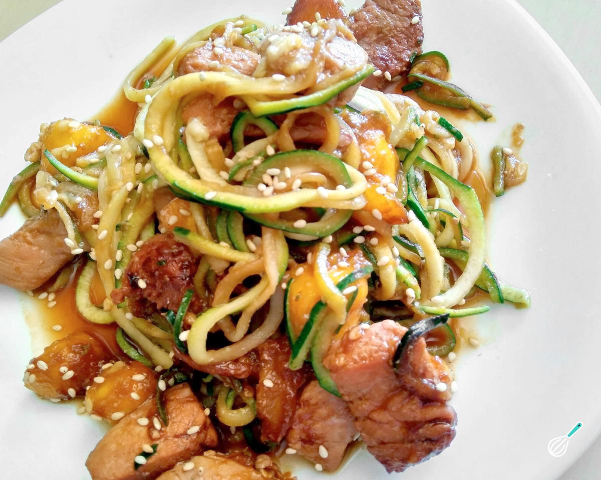 Receita de Macarrão de abobrinha com frango