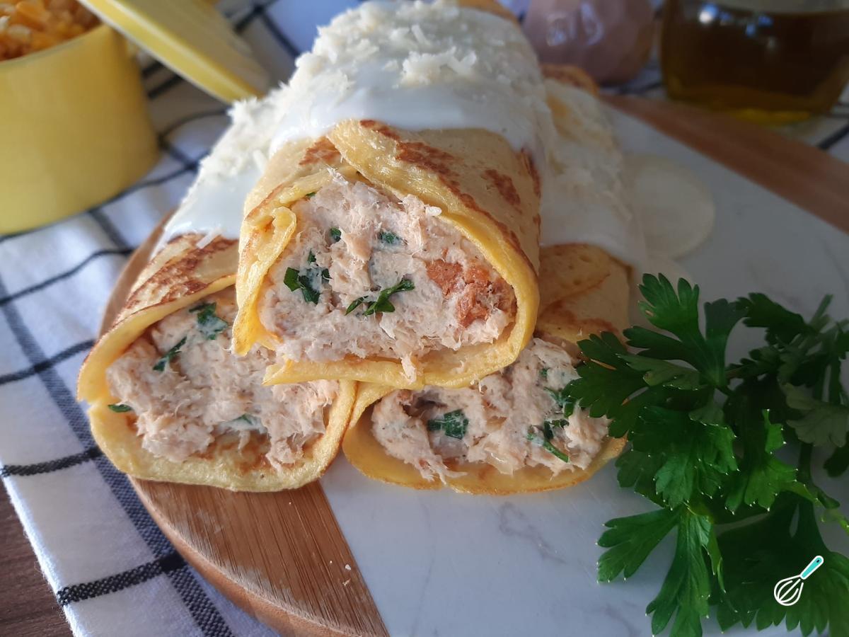 Receita de Panqueca de frango simples com molho branco
