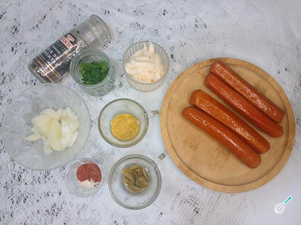 Ingredientes para Patê de salsicha simples