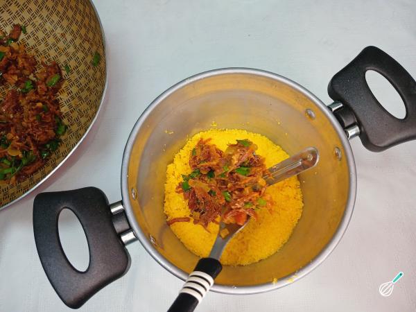 Receita de Cuscuz com charque - Passo 7
