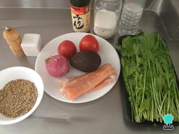 Receita de Salada de salmão e lentilhas - Passo 1