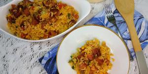 Receita de Arroz com linguiça calabresa