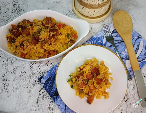 Receita de Arroz com linguiça calabresa