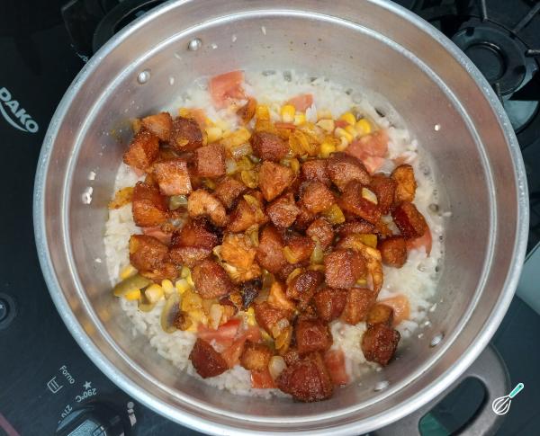 Receita de Arroz com linguiça calabresa - Passo 5