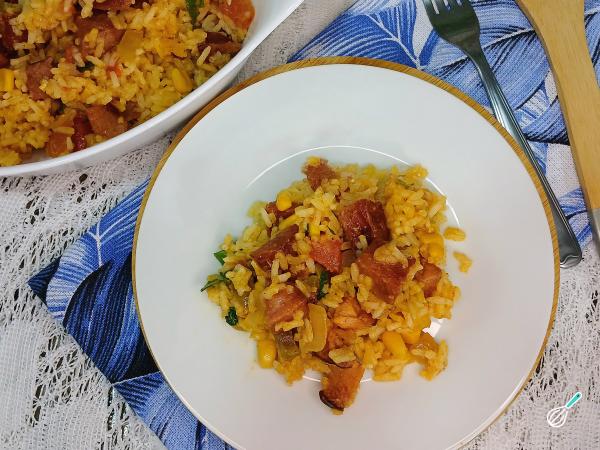Receita de Arroz com linguiça calabresa - Passo 6