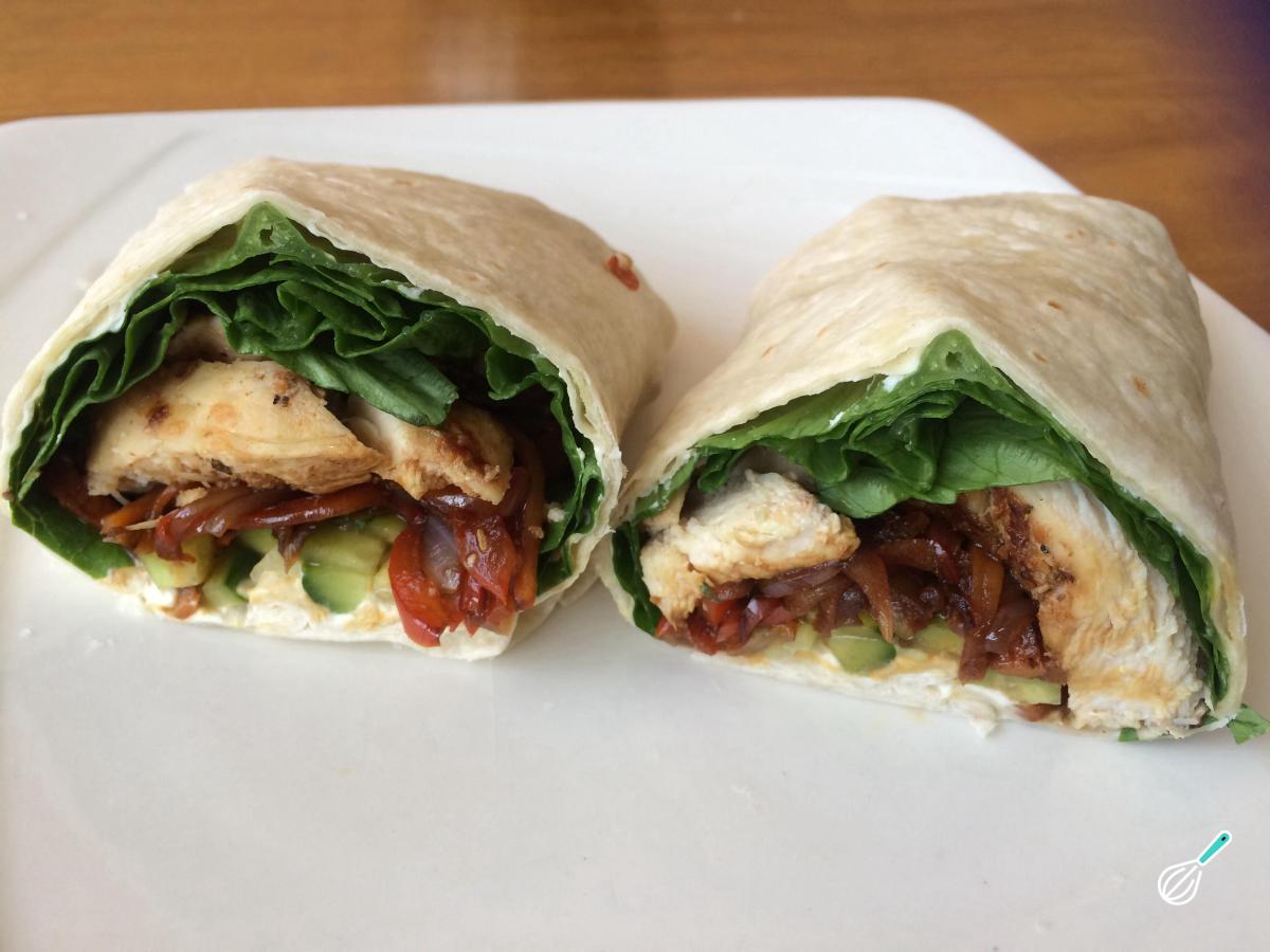 Receita de Wrap de frango e legumes