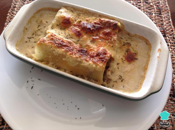 Receita de Canelones de frango com molho branco