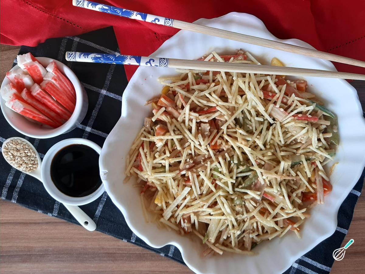 Receita de Salpicão japonês com kani kama