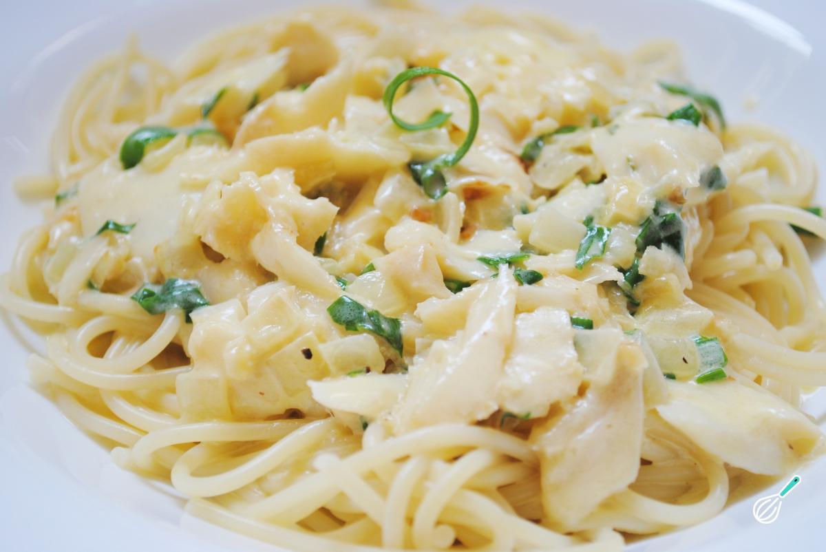 Receita de Macarronada de bacalhau fácil