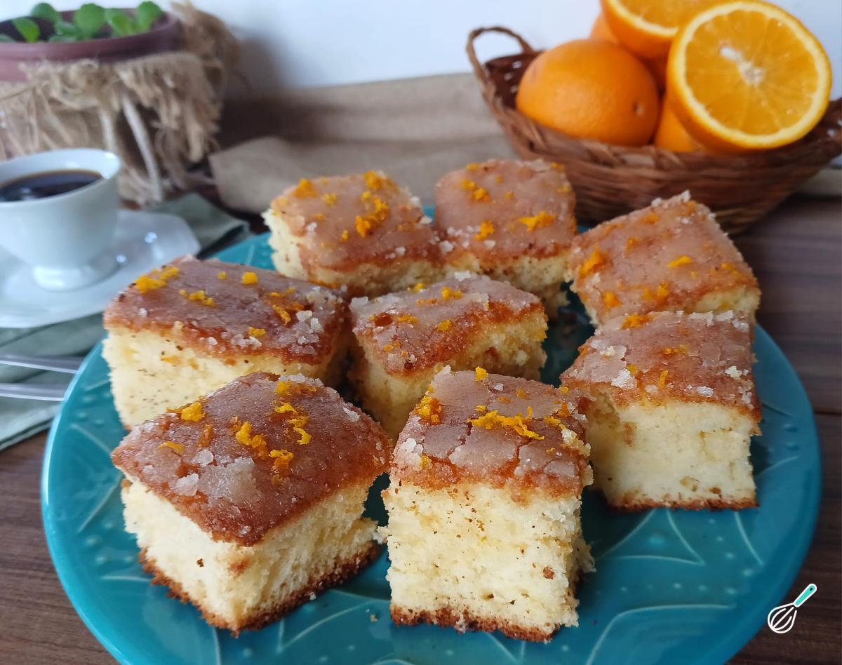 Receita de Bolo de laranja com calda açucarada