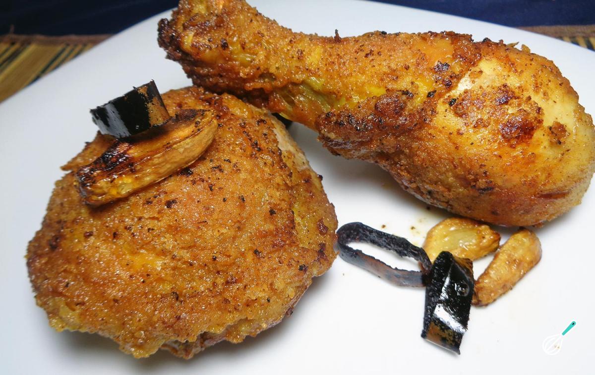 Receita de Frango frito com alho crocante