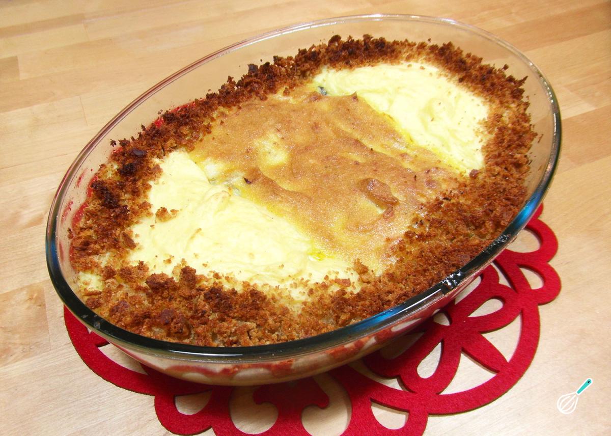 Receita de Bacalhau gratinado com maionese e purê de batata