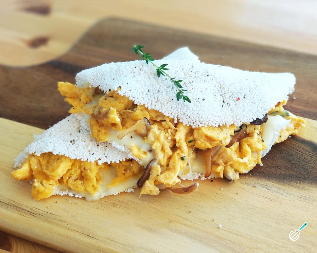 Receita de Tapioca com ovo mexido