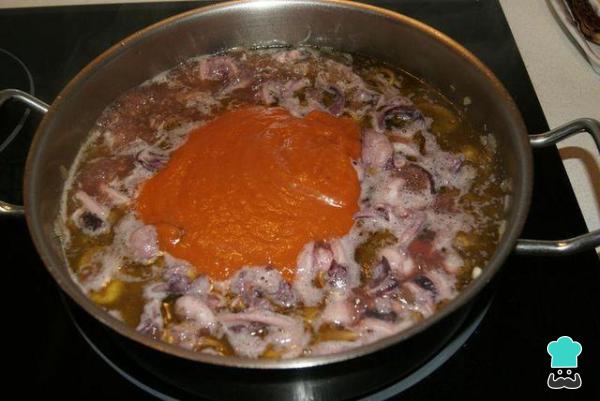 Receita de Lulas ao molho de tomate americano - Passo 4