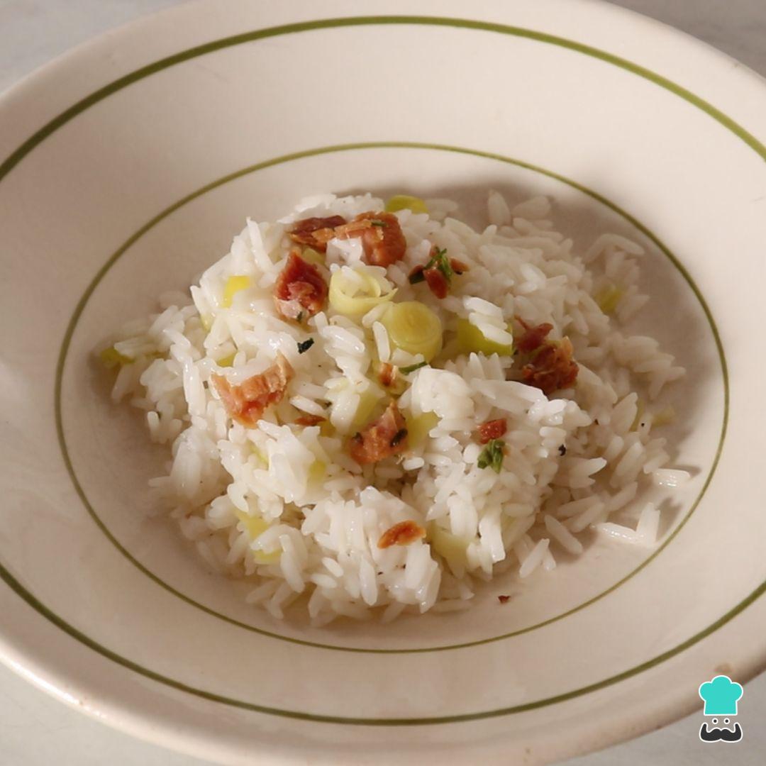 Risoto de alhoporó e bacon Super cremoso!