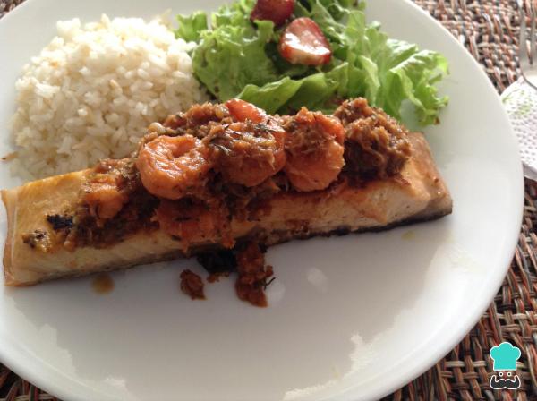 Receita de Salmão com molho de camarão - Passo 9