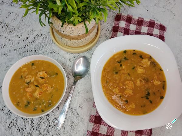 Receita de Feijão branco com camarão
