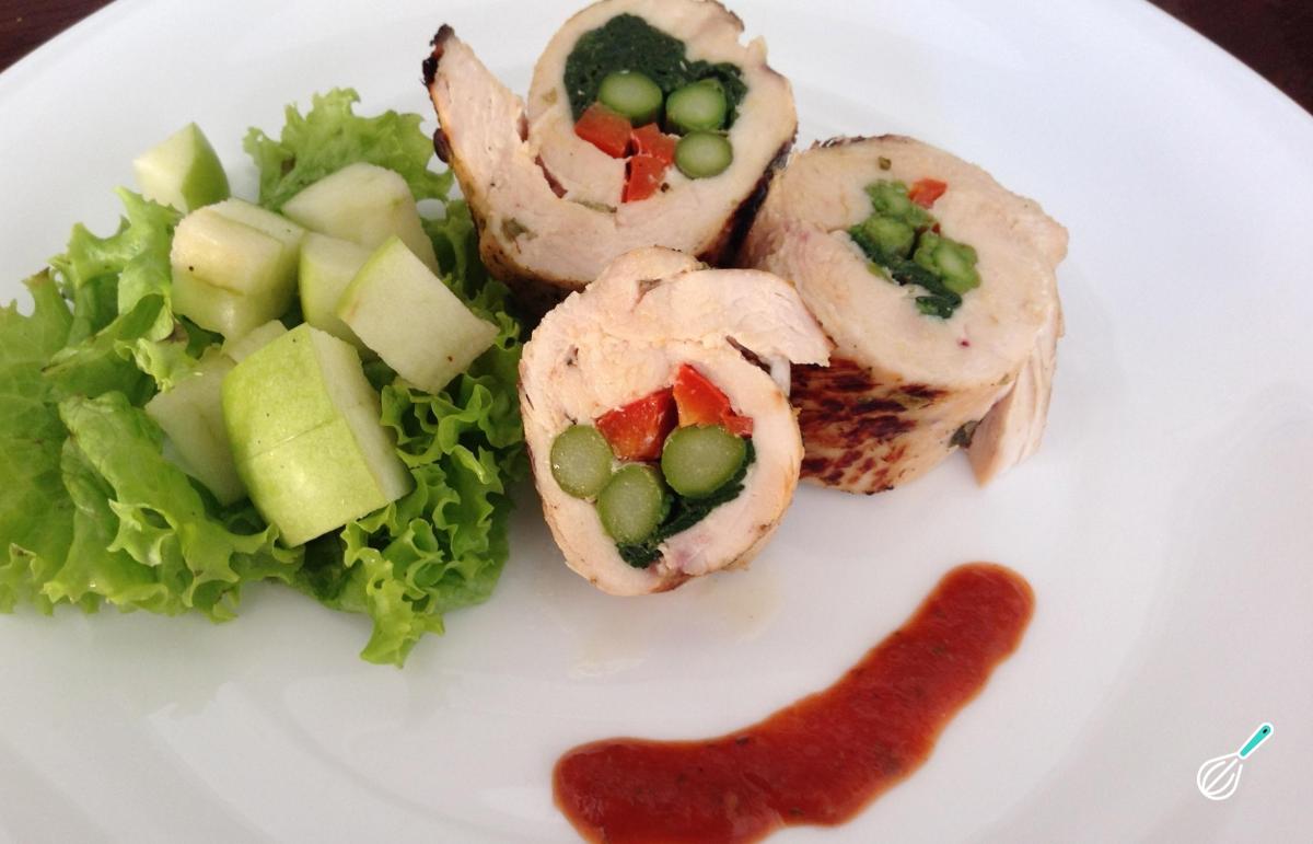 Receita de Peito de peru recheado com legumes