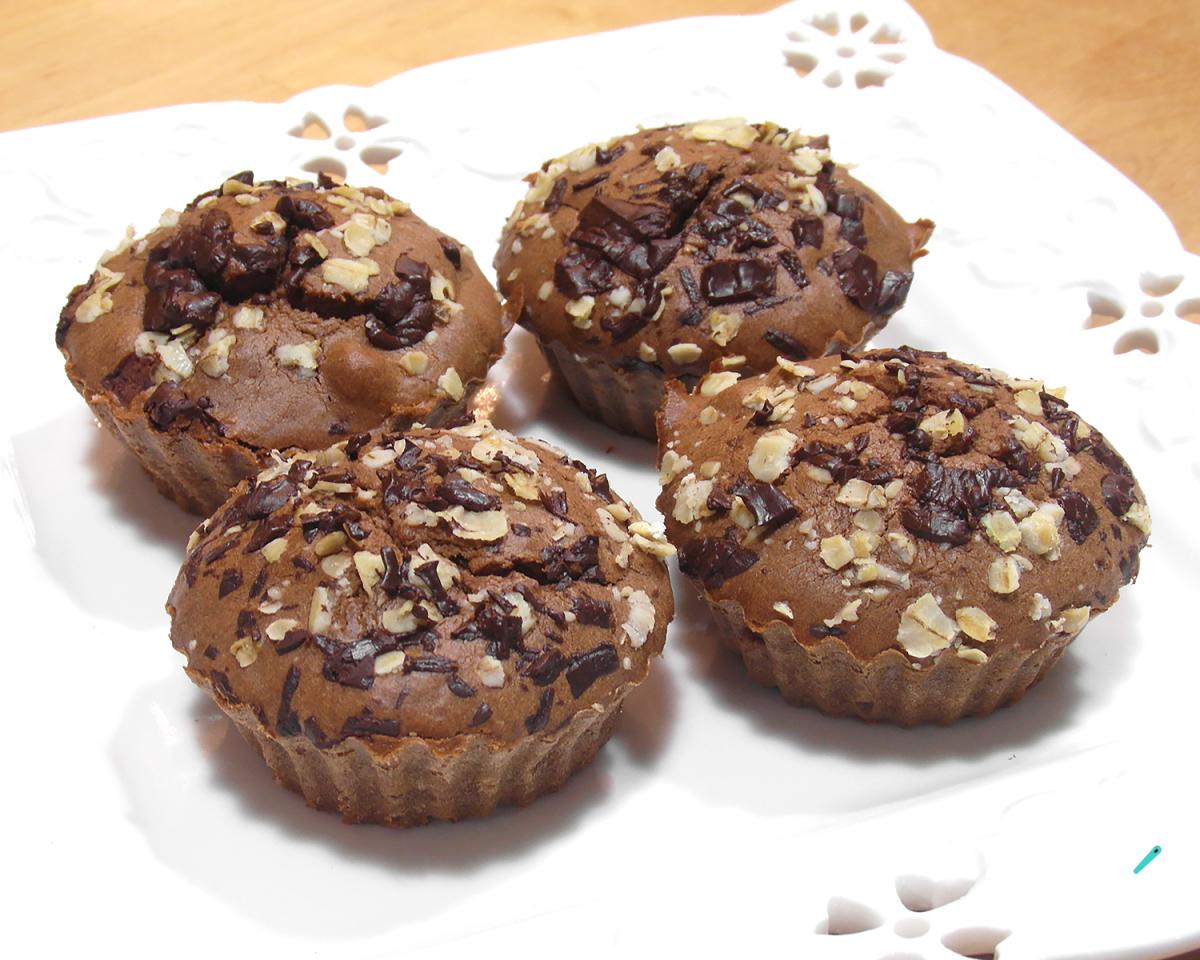 Receita de Muffin de cacau e aveia fit