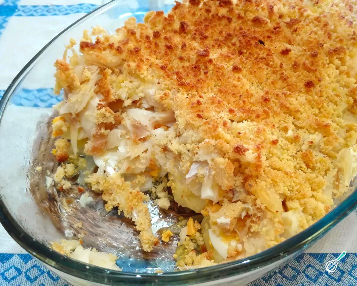 Receita de Bacalhau com broa de milho no forno