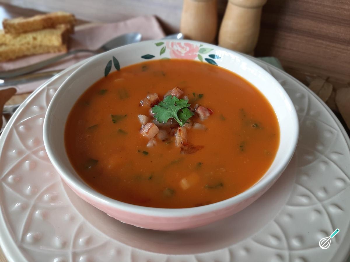 Receita de Caldo de abóbora com bacon