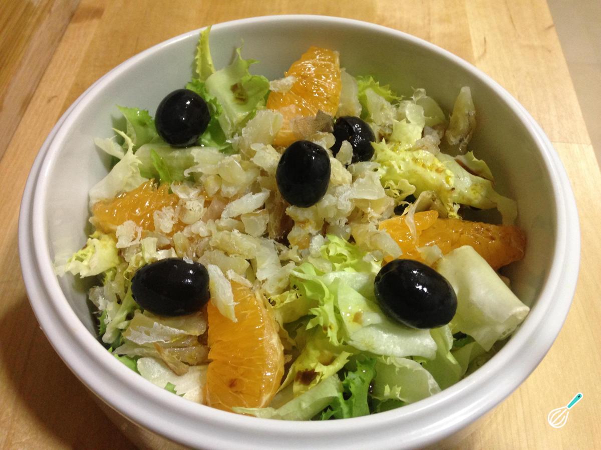 Receita de Salada de escarola com bacalhau