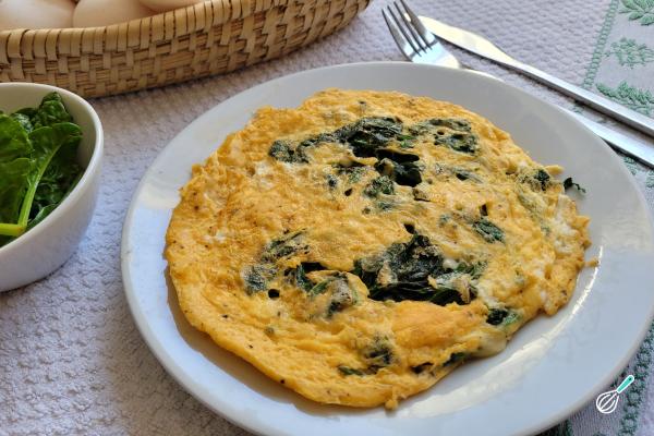 Receita de Omelete de espinafre e queijo